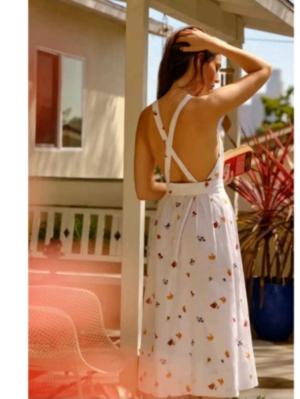 REFORMATION Fruit Loops Print Cruise Square Neck Belted Linen Sun-Dress 2 = XS - Picture 7 of 11